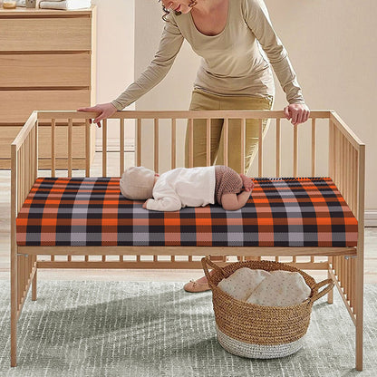 Halloween Buffalo Plaid Print Baby Crib Sheet