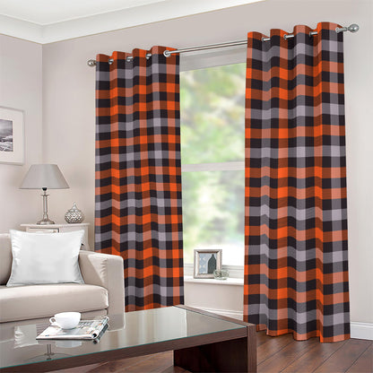 Halloween Buffalo Plaid Print Blackout Grommet Curtains