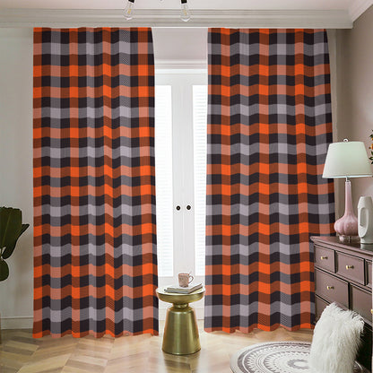 Halloween Buffalo Plaid Print Blackout Pencil Pleat Curtains