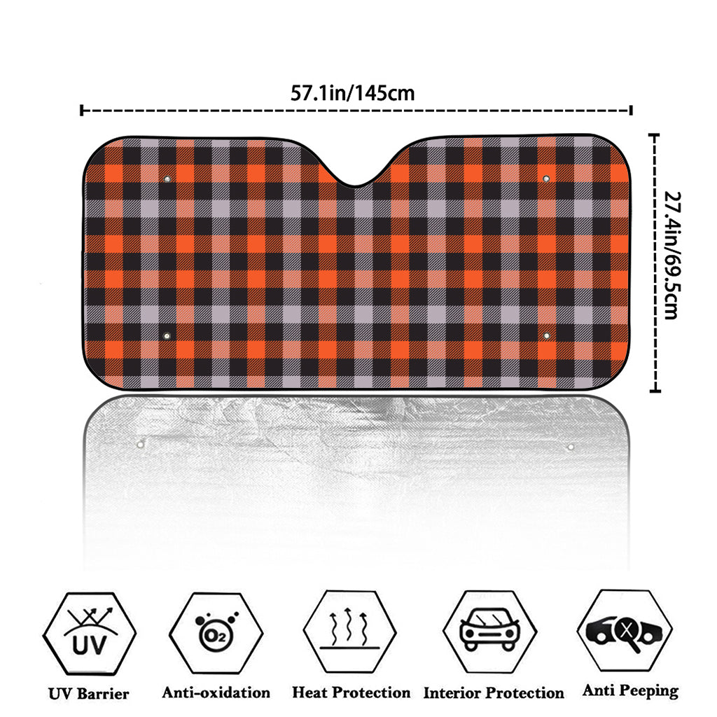 Halloween Buffalo Plaid Print Car Windshield Sun Shade