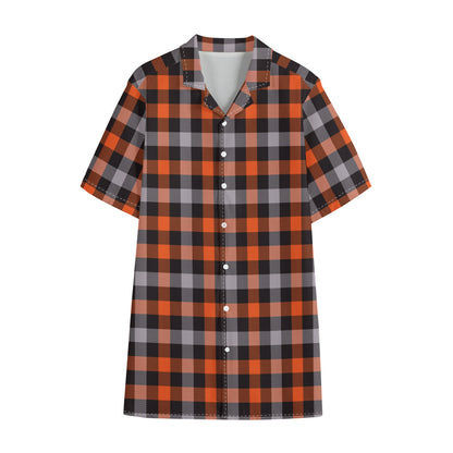 Halloween Buffalo Plaid Print Cotton Hawaiian Shirt