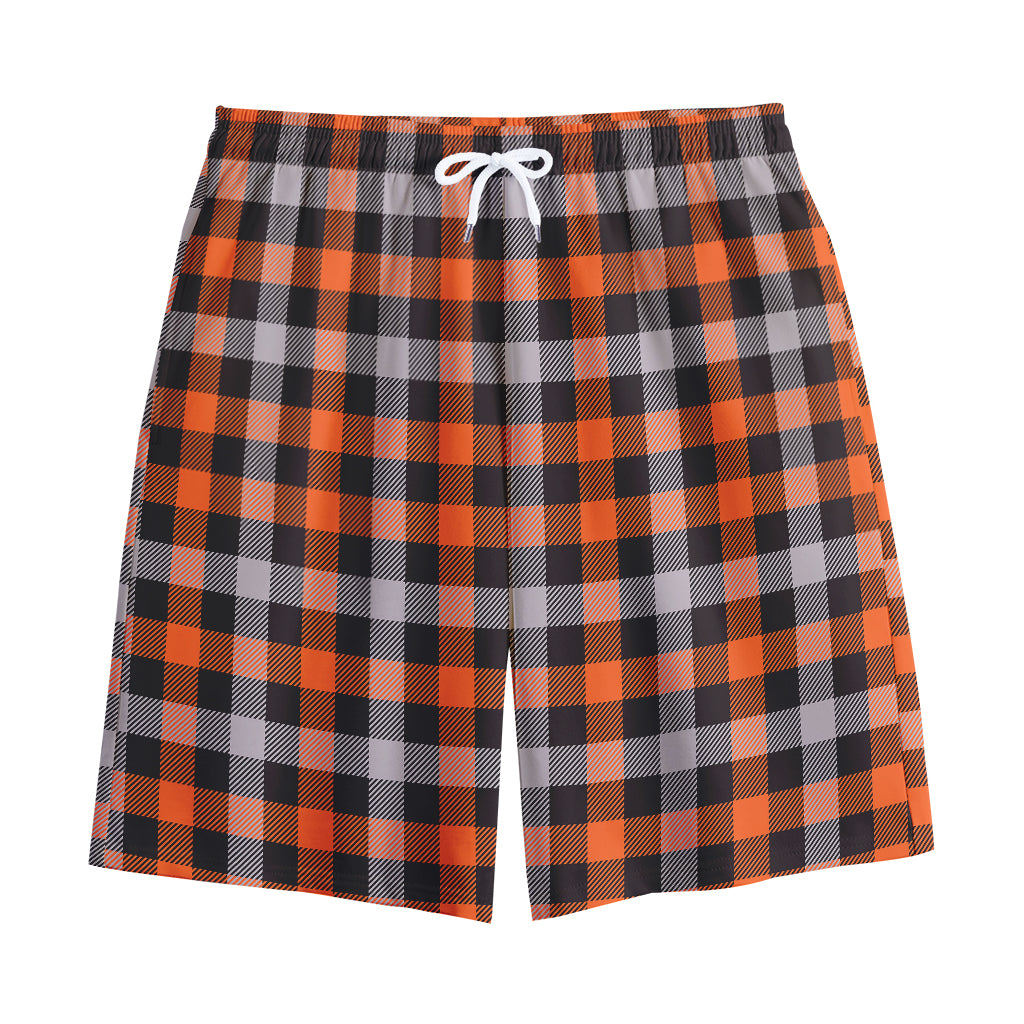 Halloween Buffalo Plaid Print Cotton Shorts