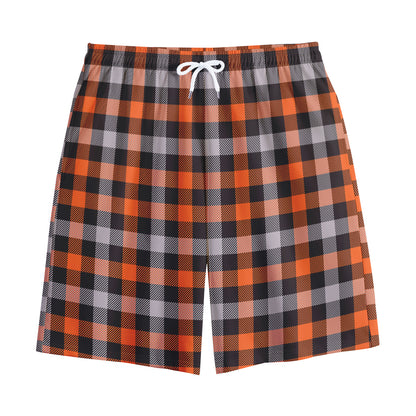 Halloween Buffalo Plaid Print Cotton Shorts