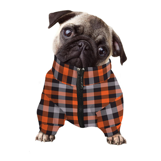 Halloween Buffalo Plaid Print Dog Zip Up Jacket