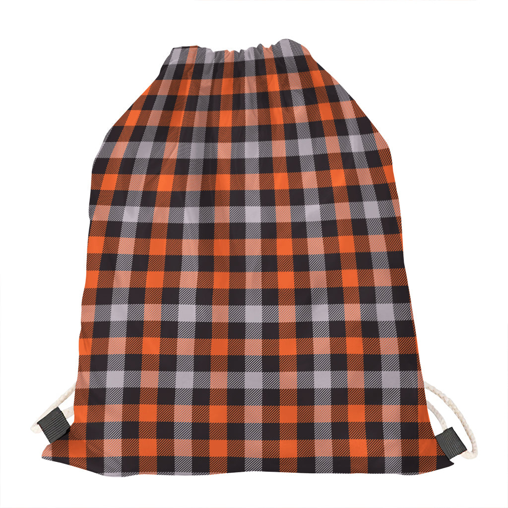 Halloween Buffalo Plaid Print Drawstring Bag