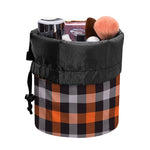 Halloween Buffalo Plaid Print Drawstring Makeup Bag