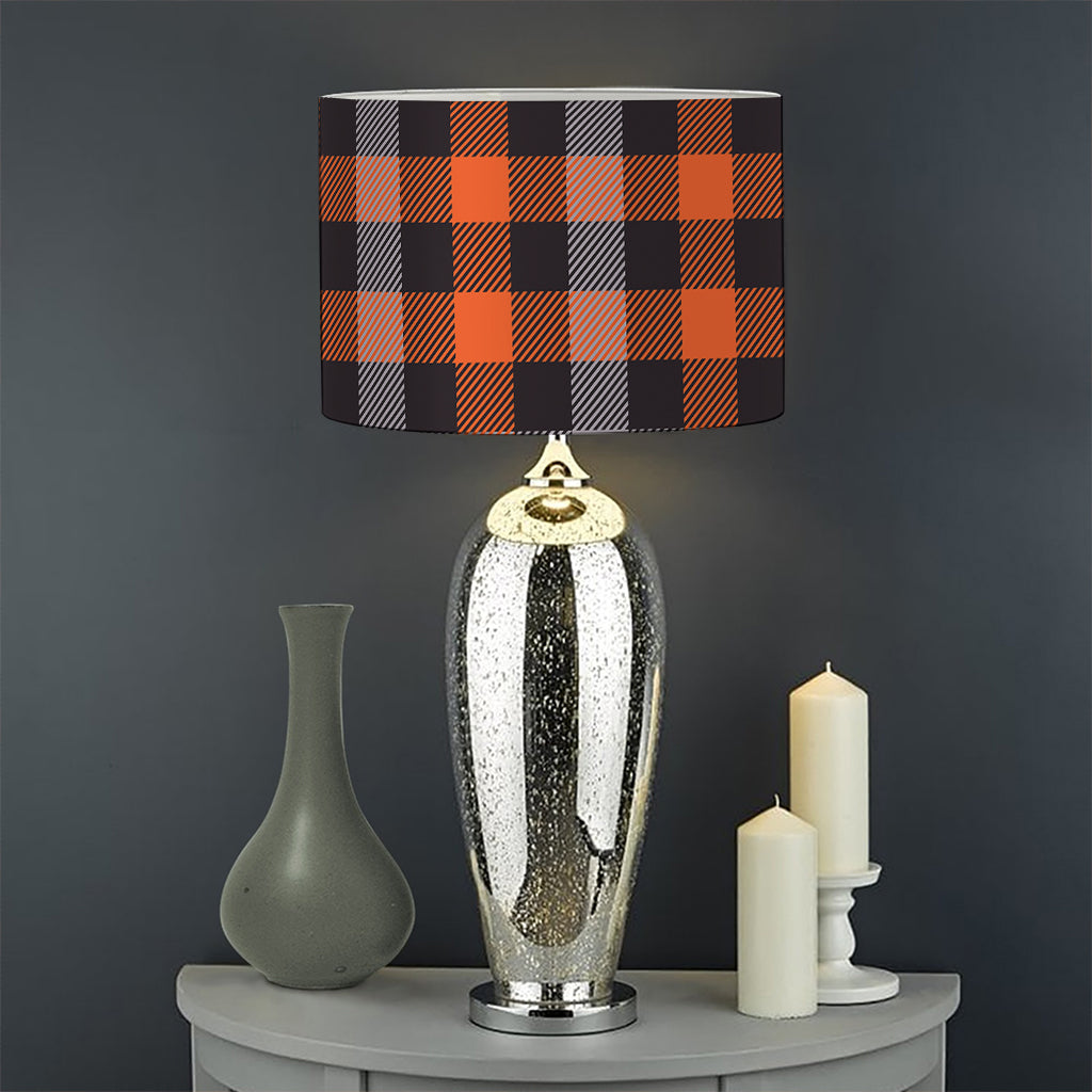 Halloween Buffalo Plaid Print Drum Lamp Shade