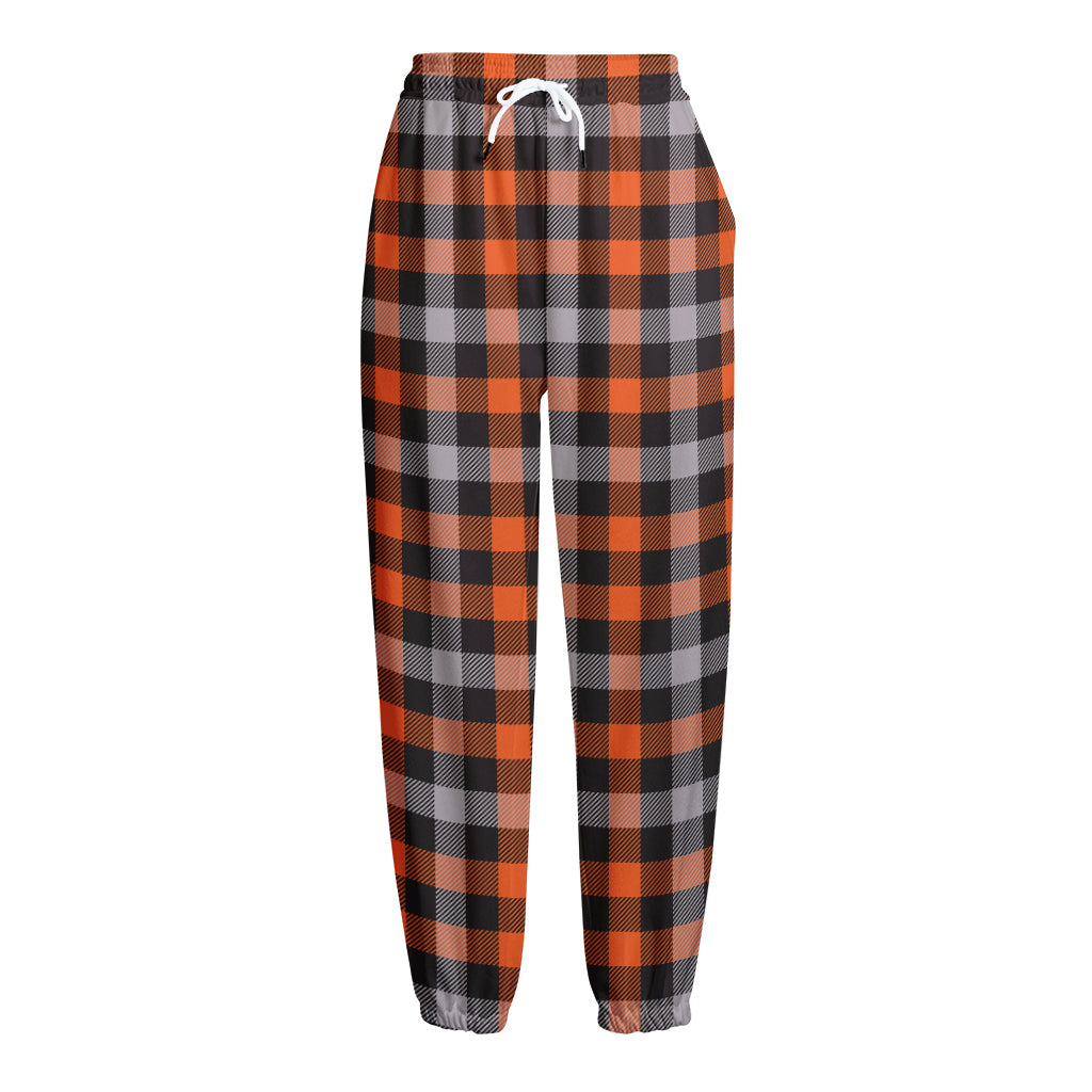 Halloween Buffalo Plaid Print Fleece Lined Knit Pants