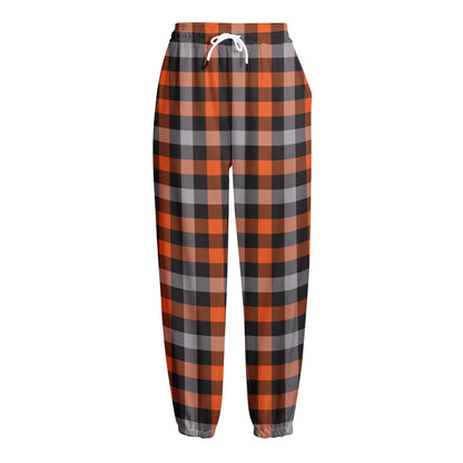 Halloween Buffalo Plaid Print Fleece Lined Knit Pants