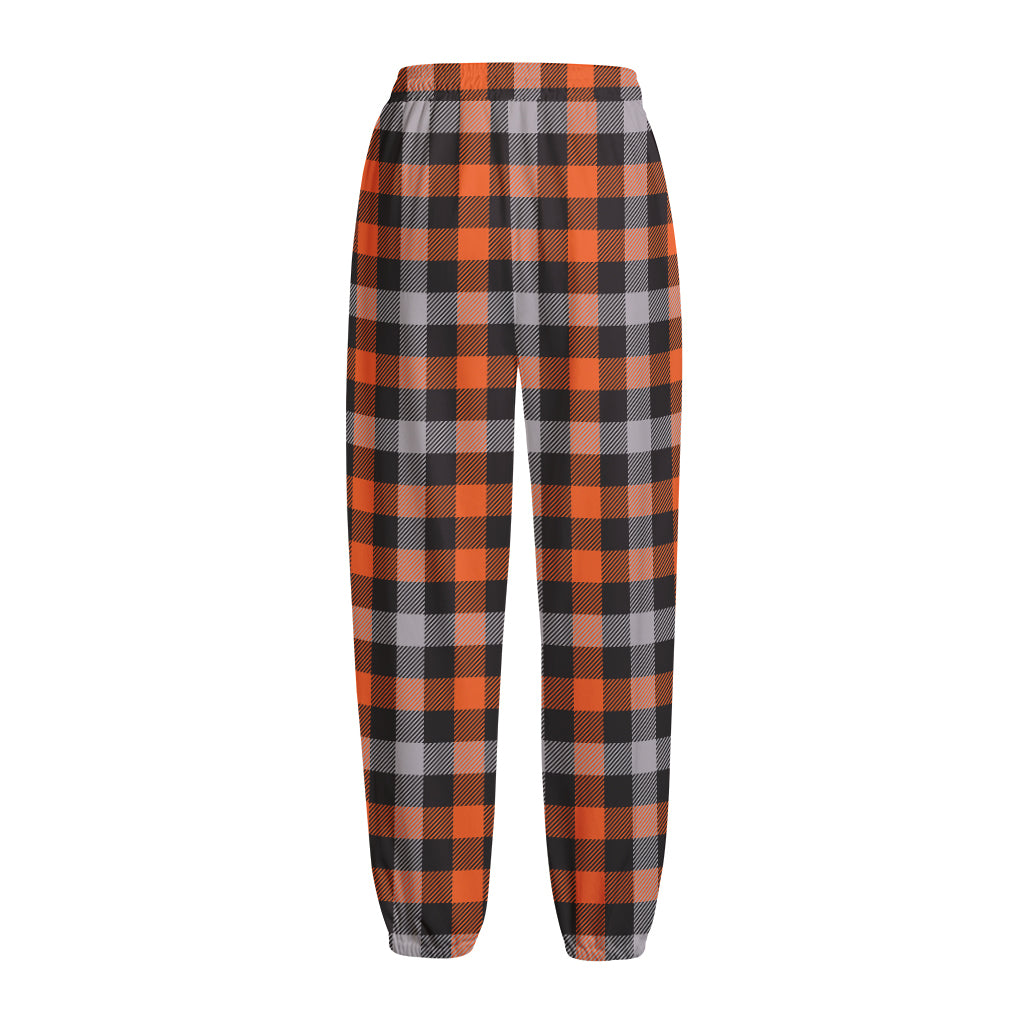 Halloween Buffalo Plaid Print Fleece Lined Knit Pants