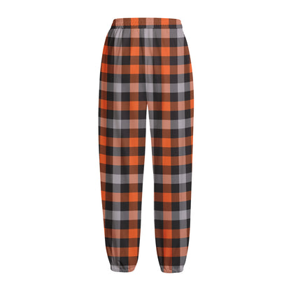 Halloween Buffalo Plaid Print Fleece Lined Knit Pants