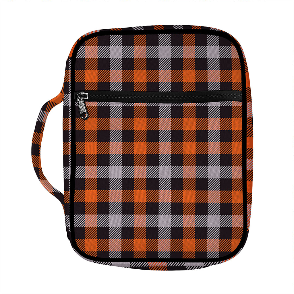 Halloween Buffalo Plaid Print Front Pocket Bible Bag