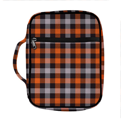 Halloween Buffalo Plaid Print Front Pocket Bible Bag
