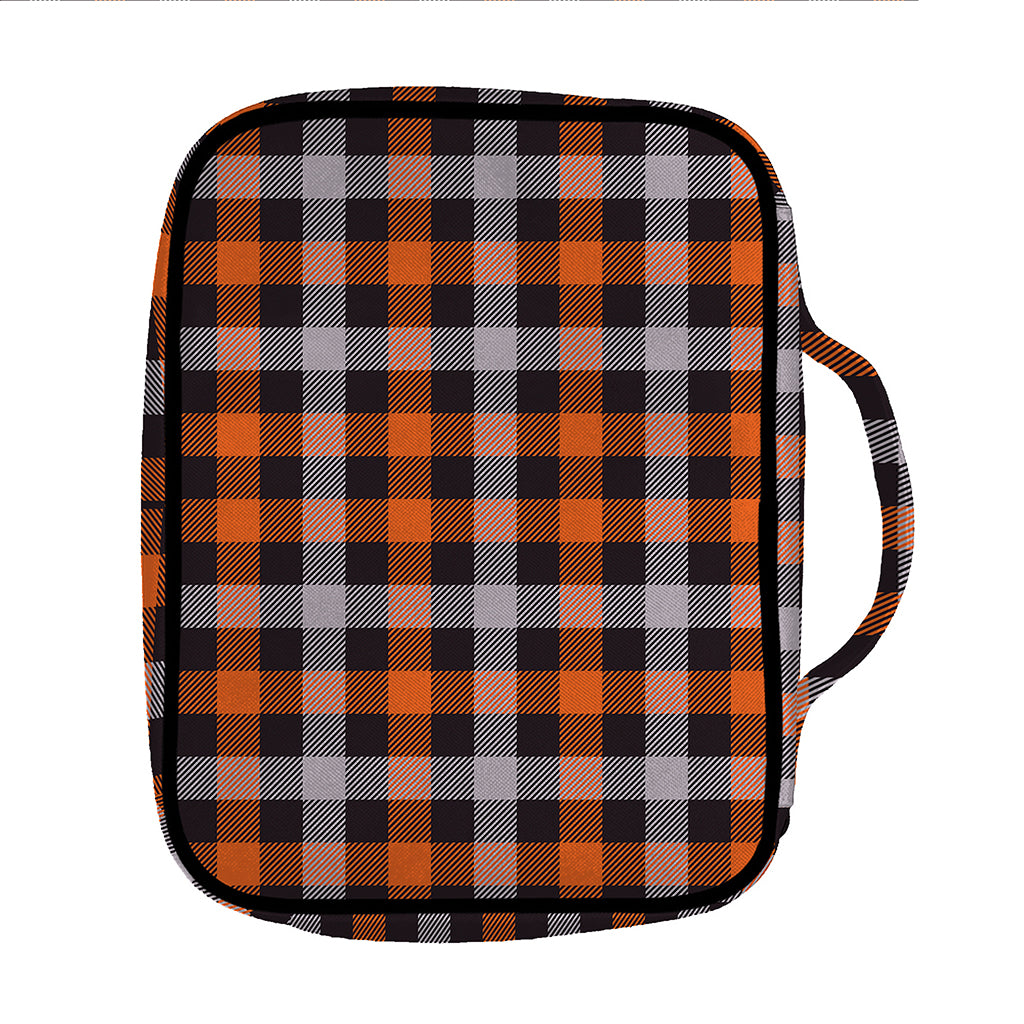 Halloween Buffalo Plaid Print Front Pocket Bible Bag