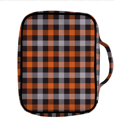 Halloween Buffalo Plaid Print Front Pocket Bible Bag