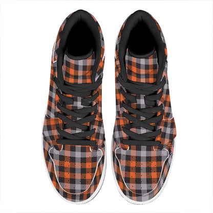 Halloween Buffalo Plaid Print High Top Leather Sneakers