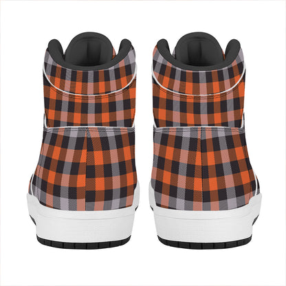 Halloween Buffalo Plaid Print High Top Leather Sneakers