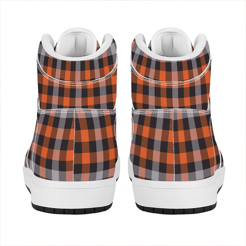 Halloween Buffalo Plaid Print High Top Leather Sneakers