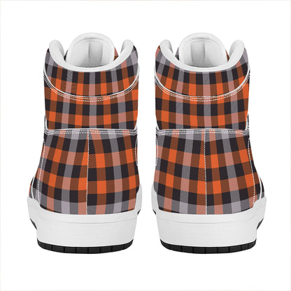 Halloween Buffalo Plaid Print High Top Leather Sneakers