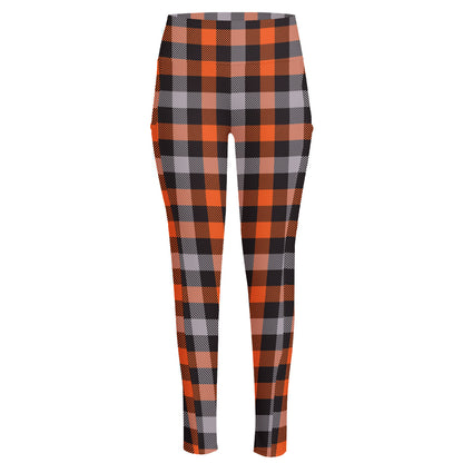 Halloween Buffalo Plaid Print High-Waisted Pocket Leggings
