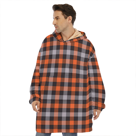 Halloween Buffalo Plaid Print Hoodie Blanket