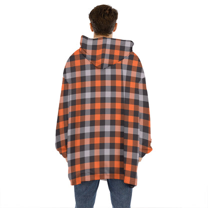 Halloween Buffalo Plaid Print Hoodie Blanket