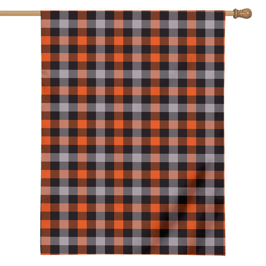 Halloween Buffalo Plaid Print House Flag