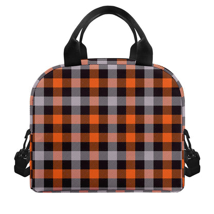 Halloween Buffalo Plaid Print Insulated Lunch Bag