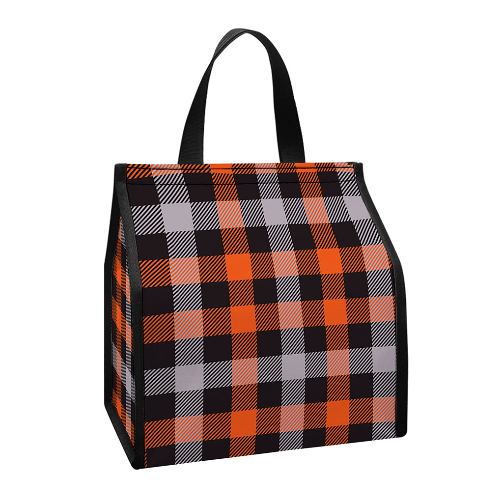 Halloween Buffalo Plaid Print Insulated Lunch Tote