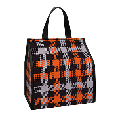 Halloween Buffalo Plaid Print Insulated Lunch Tote