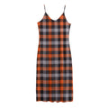 Halloween Buffalo Plaid Print Jersey Midi Cami Dress