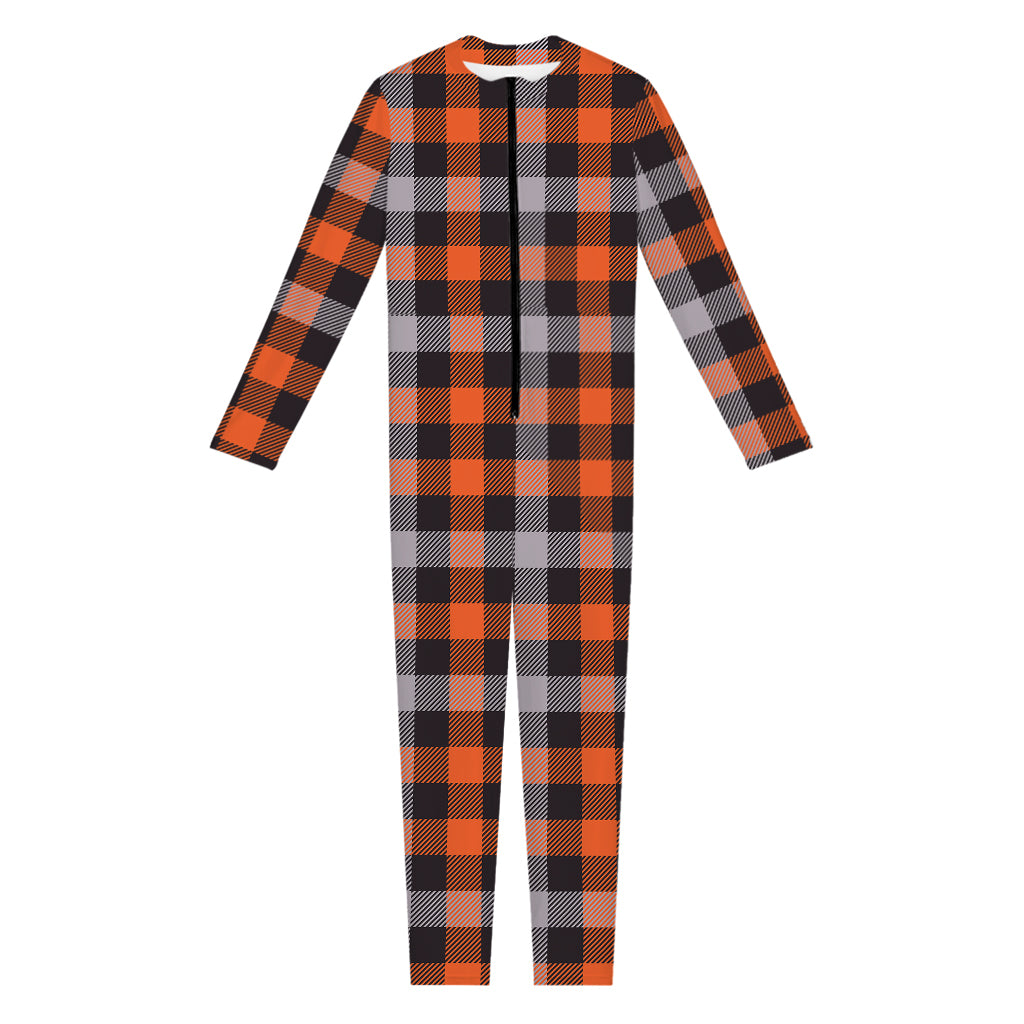 Halloween Buffalo Plaid Print Jumpsuit