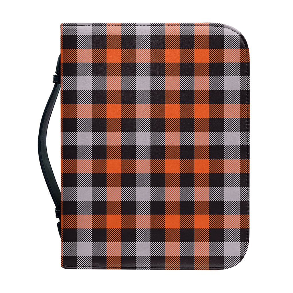 Halloween Buffalo Plaid Print Leather Bible Cover