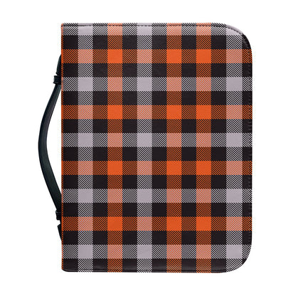 Halloween Buffalo Plaid Print Leather Bible Cover