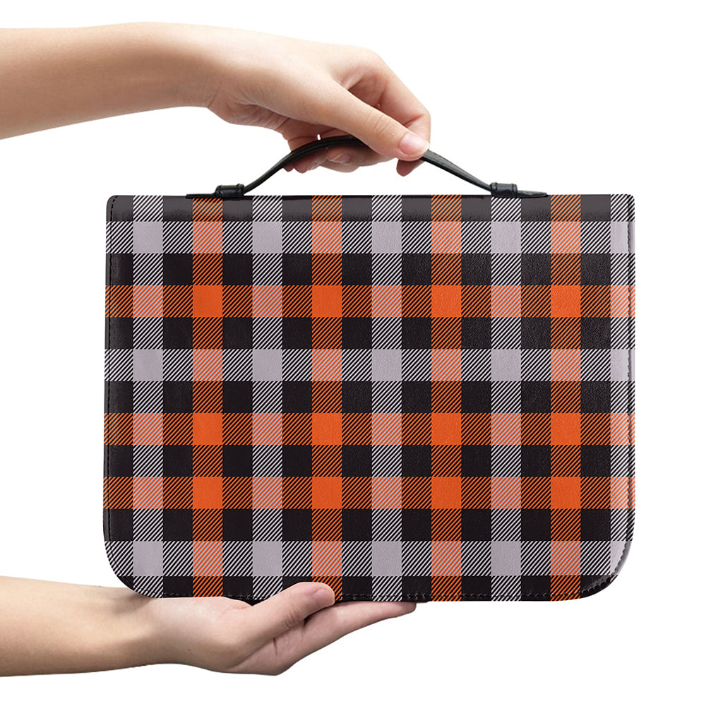 Halloween Buffalo Plaid Print Leather Bible Cover