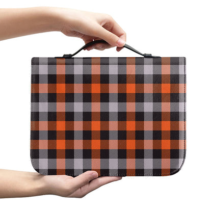 Halloween Buffalo Plaid Print Leather Bible Cover
