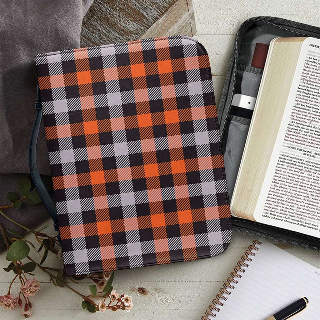 Halloween Buffalo Plaid Print Leather Bible Cover