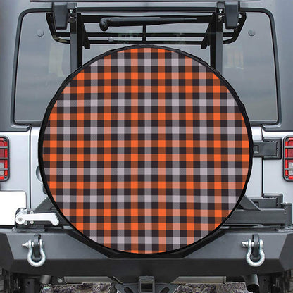 Halloween Buffalo Plaid Print Leather Spare Tire Cover