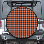 Halloween Buffalo Plaid Print Leather Spare Tire Cover