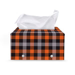 Halloween Buffalo Plaid Print Leather Tissue Box Cover
