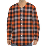Halloween Buffalo Plaid Print Long Sleeve Baseball Jersey