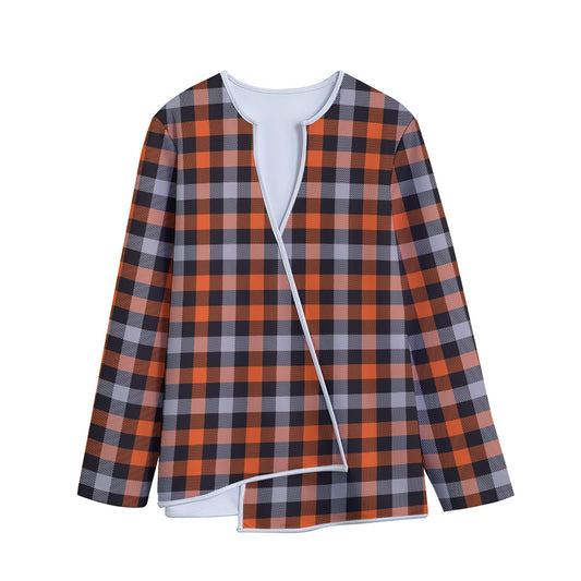 Halloween Buffalo Plaid Print Long Sleeve Short Coat