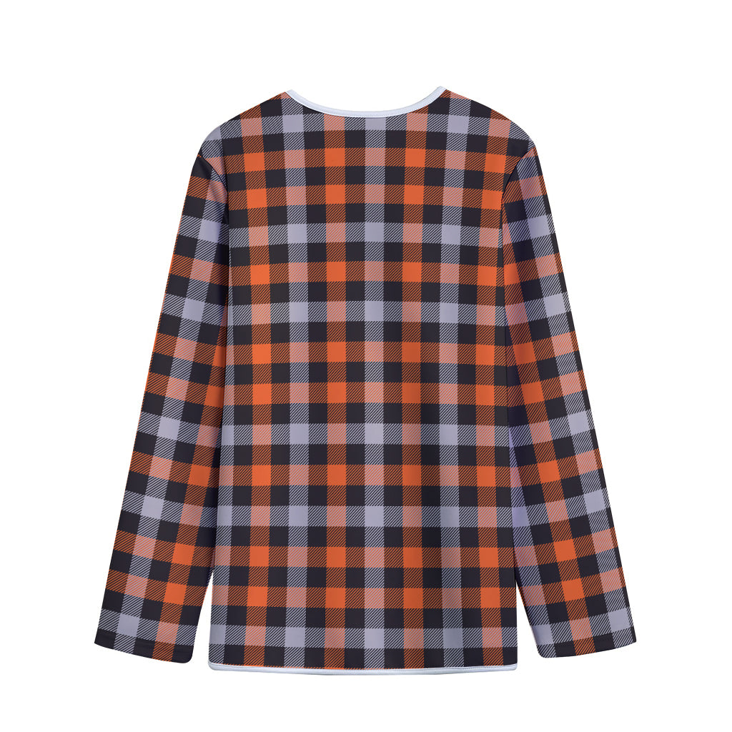Halloween Buffalo Plaid Print Long Sleeve Short Coat