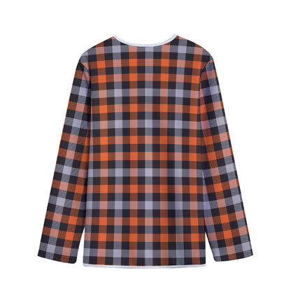 Halloween Buffalo Plaid Print Long Sleeve Short Coat