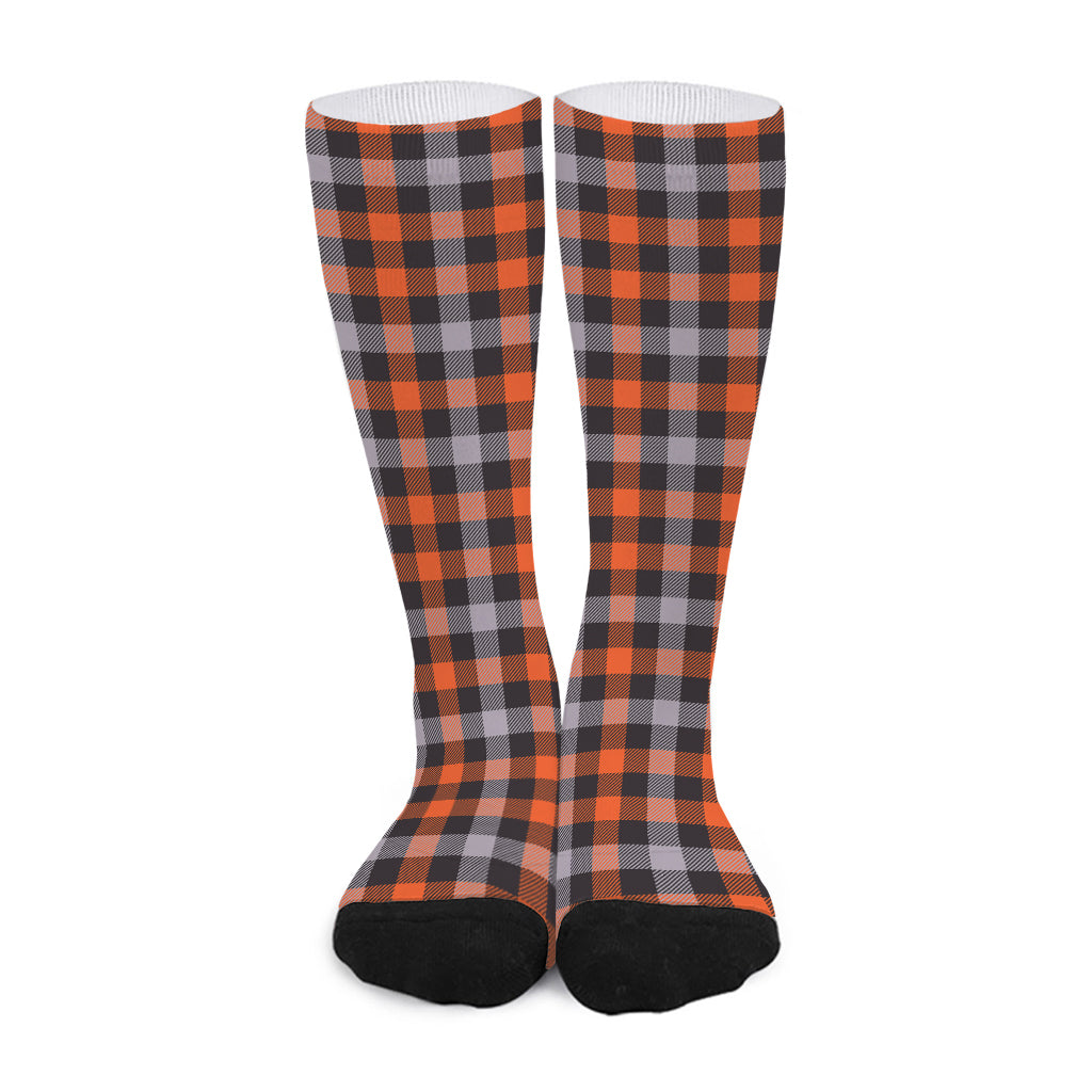 Halloween Buffalo Plaid Print Long Socks