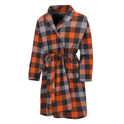 Halloween Buffalo Plaid Print Men's Bathrobe