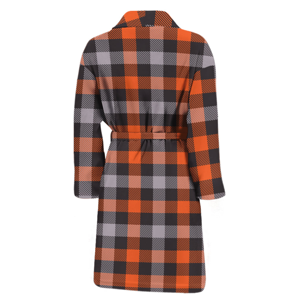 Halloween Buffalo Plaid Print Men's Bathrobe