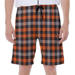 Halloween Buffalo Plaid Print Men's Beach Shorts