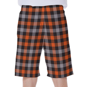 Halloween Buffalo Plaid Print Men's Beach Shorts