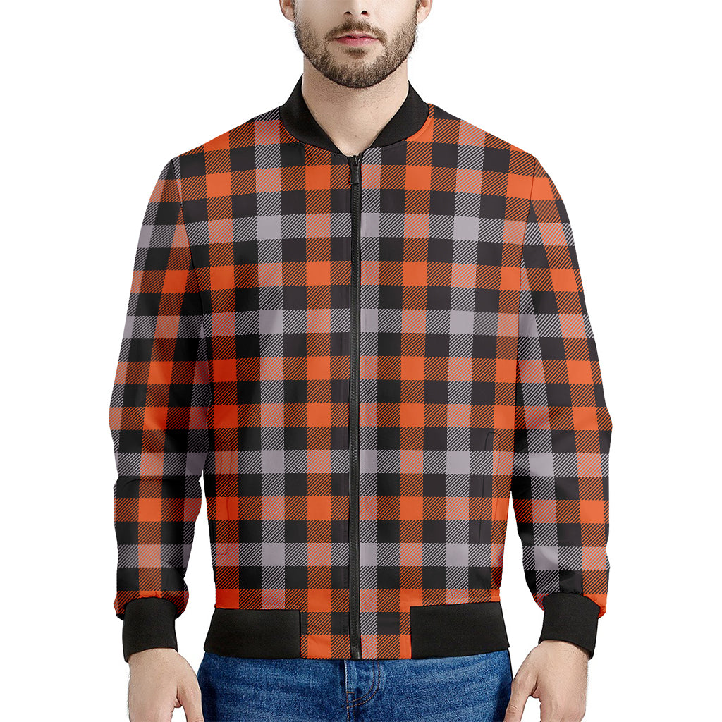 Halloween Buffalo Plaid Print Men's Bomber Jacket